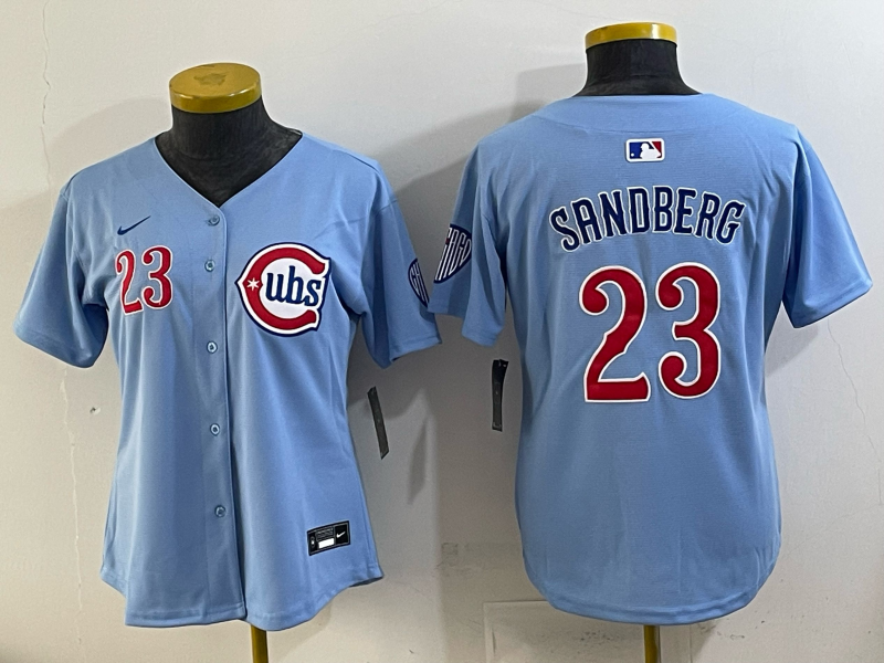 Youth 2025 Chicago Cubs #23 Sandberg blue Nike MLB Jersey style 01->youth mlb jersey->Youth Jersey